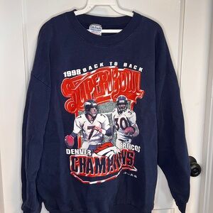 Gildan Navy Denver Broncos 1998 Champions Graphic Crewneck Sweatshirt